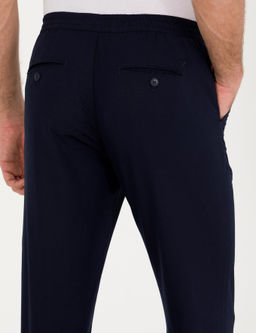 Темно-синие брюки из льняной ткани морковного кроя - Cacharel фото 7