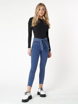 Джинсы зауженные к низу женские синего цвета 880S