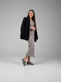 Лоферы 176.rosegr.Серый замок замша