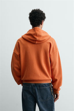 SUDADERA WAFFLE LAVADA CAPUCHA / Naranja - Zara фото 3