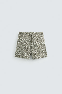 FRUIT PRINT MID-LENGTH SWIMMING TRUNKS