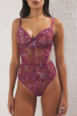 TRENDYOLMILLA Siyah Dantel Brodeli Cicekli Kaps?z C?tc?tl? Orme Body THMSS25BD00000  фото 3