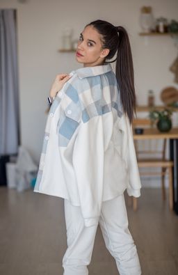 513 Рубашка клетка, флис/голубая клетка - Knitka wear фото 4