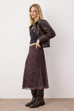 Teen Haki Cicek Bask?l? Bodycon Tul Esnek Orme Etek TWOAW26ET00036 - Trendyolmilla фото 3