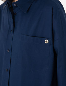 Lacivert Oversize Uzun Kollu G_mlek