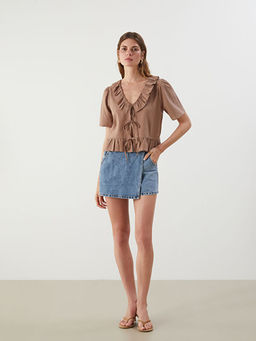 Standart Fit Kad?n Jean ?ort Etek