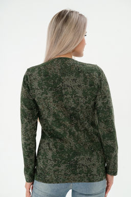 Футболка женская длинный рукав из кулирки цифра зеленый - Амадэль фото 6