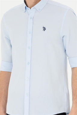 Мужская голубая базовая рубашка с длинным рукавом - U.s. polo assn фото 6