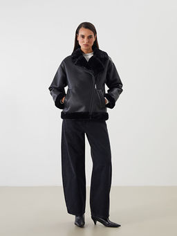 K?rk Yaka Kad?n Deri G?r?n?ml? Mont