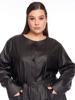 Кожаное пальто PL39309BLK01 - Артесса фото 5