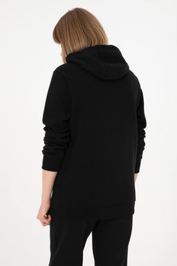 Erkek Kap__onlu Siyah Basic _ardonlu Sweatshirt