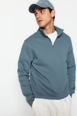 Mavi Regular/Normal Kesim Dik Yaka Fermuarl_ Pamuklu Basic __i Polarl_ Sweatshirt TMNAW24SW00041