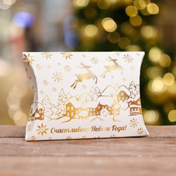 Цена за 10 шт. Коробка складная Снежные олени 11 х 8 х 2 см