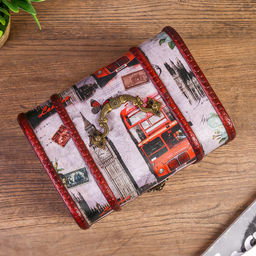 Шкатулка для украшений «Сундучок. Путешествие по Европе», дерево, 15×20×15 см