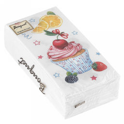 Салфетки бумажные Bouquet Original de Luxe 33х33см, 2-х слойные, 20 штук в упаковке, 100% целлюлоза, Сладкие пирожные (Россия)