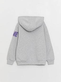 Bask?l? Uzun Kollu Erkek ?ocuk Hoodie - Waikiki фото 3