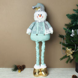 Новогоднее украшение Снеговик на телескопических ножках 35/60 см / HZ010 /уп 60/бирюзовый - Галеонтрейд фото 3
