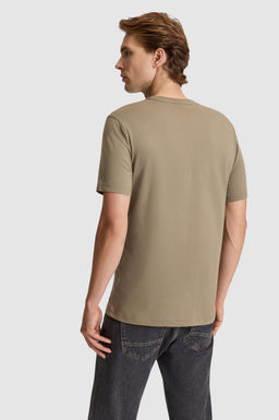 Erkek Haki Regular Fit Bisiklet Yaka Ti__rt