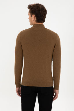 Erkek Slim Fit Yar_m Bal_k__ Yaka Haki Melanj Basic Kazak - U.s. polo assn фото 5