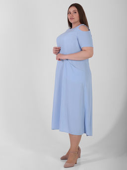 Платье АНАСТАСИЯ Мак с вырезами на плечах