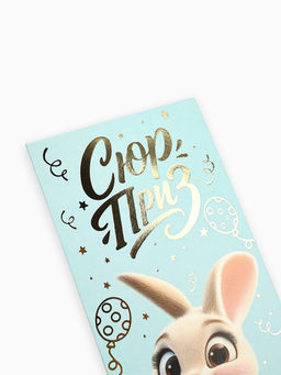 Цена за 10 шт. Конверт для денег «Сюрприз», зайчик, тиснение, 16.5×8 см