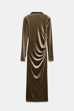 DRAPED VELVET DRESS WITH SHOULDER PADS - Zara фото 2