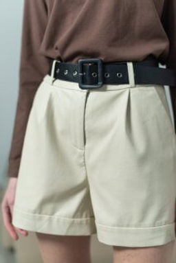 ЭКОКОЖА!!! Шорты Мэйк (молочный) - Nadi bordo фото 6