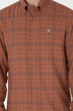 Мужская рубашка с длинным рукавом кирпичного цвета Неожиданная скидка в корзине - U.s. polo assn фото 6