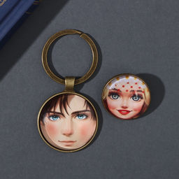 Набор: брелок для ключей и значок для одежды, рюкзак Русский парень и девушка, 6?11 см