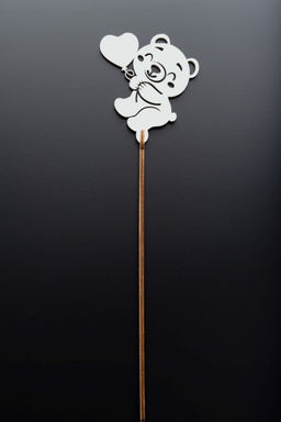 Топпер 5 шт "Мишка с сердцем" №49, белый, фанера (72*80*4 мм)