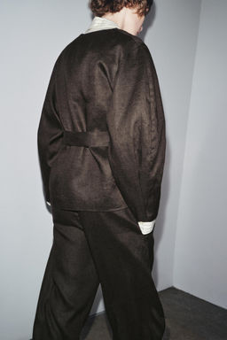 ZW COLLECTION LINEN BELTED KIMONO - Zara фото 5