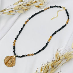 Колье из золотистого Обсидиана и песочной Яшмы 42 см +