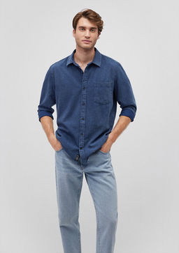 Lacivert Denim Gomlek - Mavi фото 2