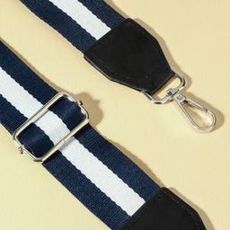 Ручка для сумки, стропа с кожаной вставкой, 139±3×3.8 см, синяя, белая