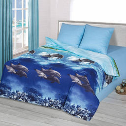 КПБ Бязь (Самойловский текстиль) - Голубая лагуна 2 сп. с Евро простыней (нав.70х70)