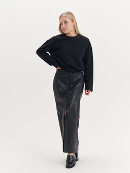 Юбка миди из эко-кожи "Уголь" женская