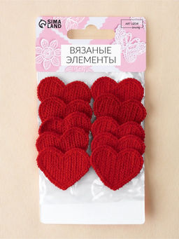 Аппликация для одежды «Сердце», текстильная, 3.5×3 см, 10 шт., красная