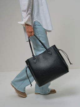 Сумка кожаная шоппер Deboro 30890 черная