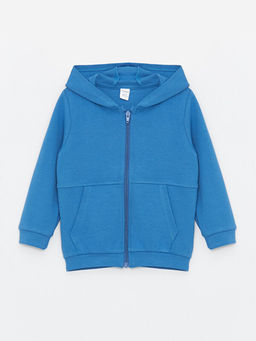 Kap??onlu Uzun Kollu Erkek Bebek Fermuarl? Sweatshirt