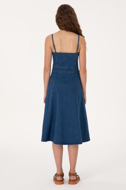 Kad_n Mavi Midi Boy Y_rtma_l_ Jean Elbise Sepette S_rpriz _ndirim - U.s. polo assn фото 4
