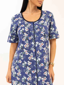 Халат женский, цвет Индиго белый