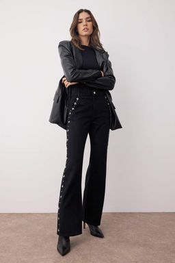Siyah Yuksek Bel Tasl? Wide Leg Jeans TWOAW26JE00032 - Trendyolmilla фото 2
