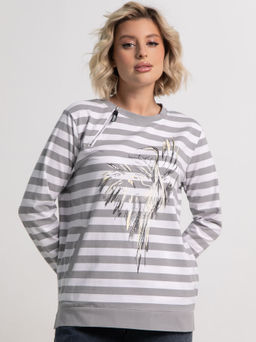 Блуза Журавлиная песня (бело-серая) Б15285-18М - Lt collection фото 6