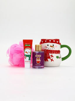 Подарочный набор новогодний Снеговик, гель для душа, кружка, мочалка и крем для рук, URAL LAB