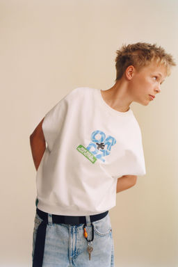 CAMISETA ESTAMPADO LOGO / Blanco roto