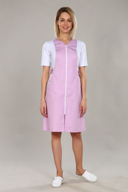 Халат женский 127 CVC/трикотаж. Цвет: белый и пепельная роза