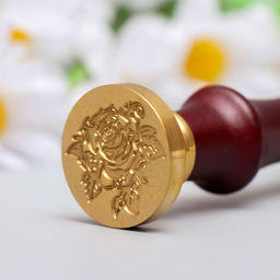 Печать для сургуча с деревянной ручкой «Королевская роза», 9×2.5×2.5 см