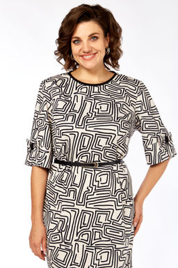 Платье Элль стиль 2406 бежевый/черный фото 3