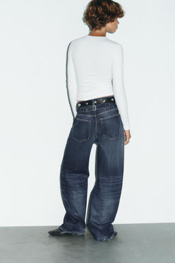 TRF STRAIGHT WIDE HIGH-WAIST JEANS - Zara фото 6