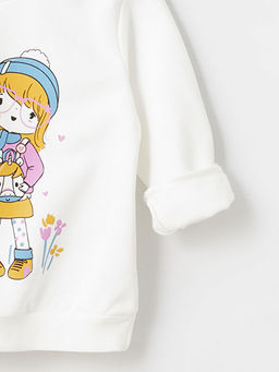 Bisiklet Yaka Uzun Kollu Bask?l? K?z Bebek Sweasthirt